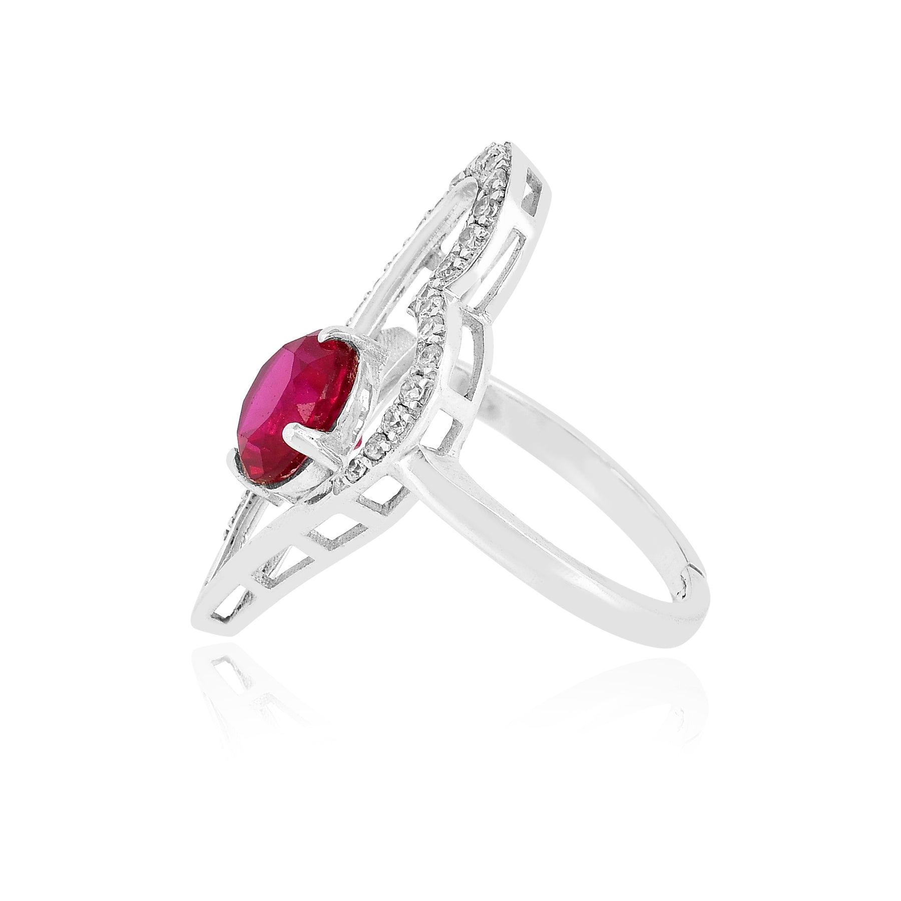 925 Sterling Silver Heart CZ Adjustable Ring Gift for Her-1