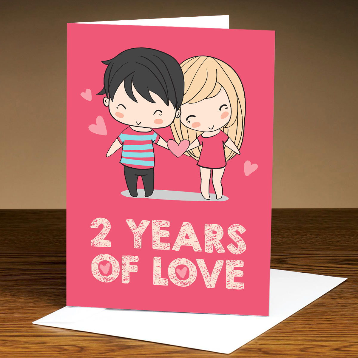 Personalised 2 Year of Love Birthday Greeting Card-1
