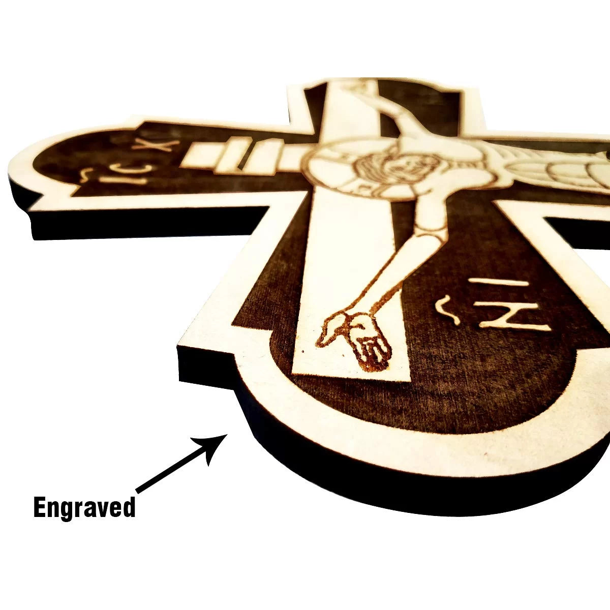Wooden Engraved Jesus Cross For Christmas (30×19 cm)