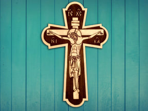 Wooden Engraved Jesus Cross For Christmas (30×19 cm)