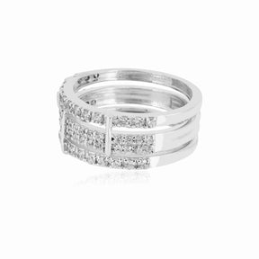 Cubic Zirconia Wide Silver Ring