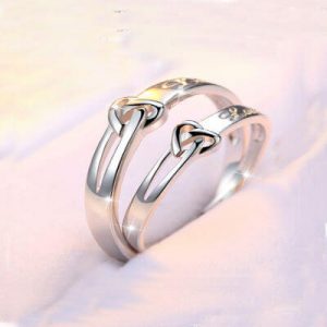 Elegant Heart Cuple Rings in Silver-1