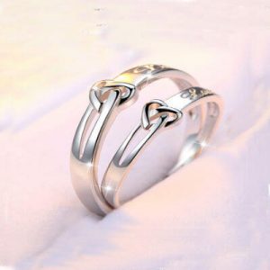 Elegant Heart Cuple Rings in Silver