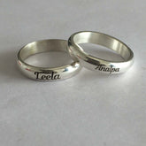 Classic Name Engraved Silver Couple Rings-4
