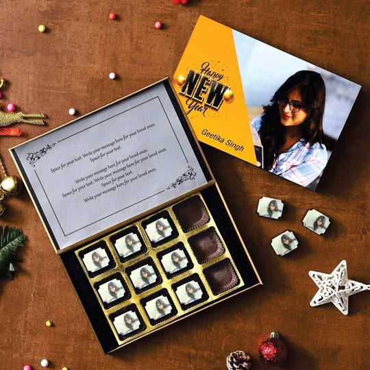 Buy New Year Personalised message and Photo Chocolate