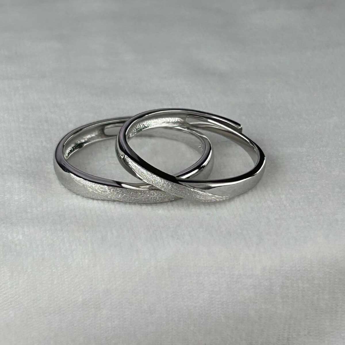 Timeless Love Adjustable 925 Sterling Silver Couple Rings