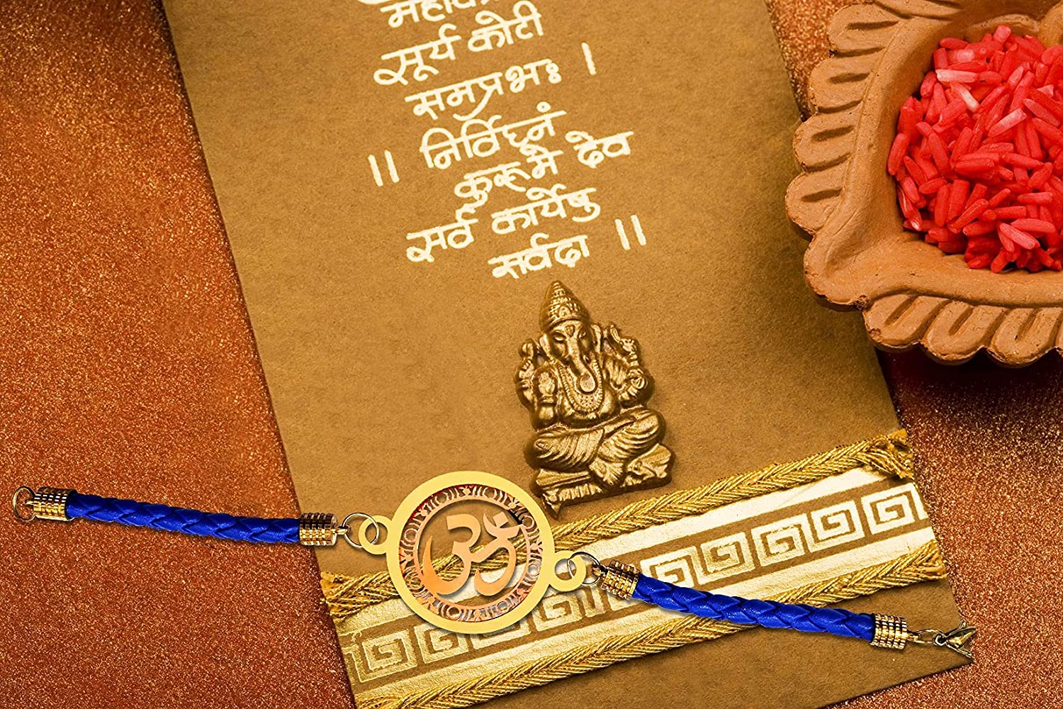 Rakshabandhan Combo of Personalized Wallet and Gold Plated OM Rakhi-5