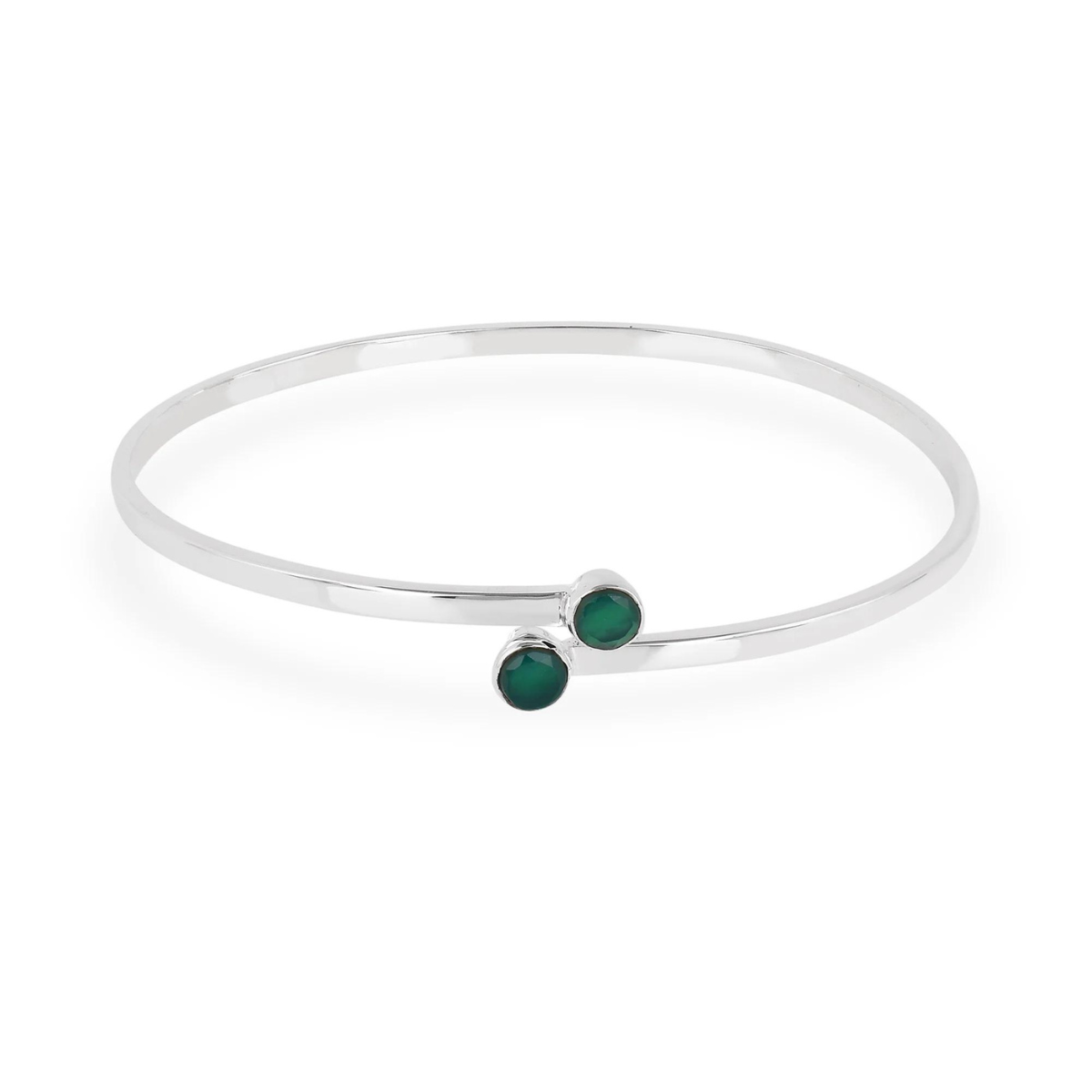 Green Onyx Sterling Silver Bezel Design Bracelet