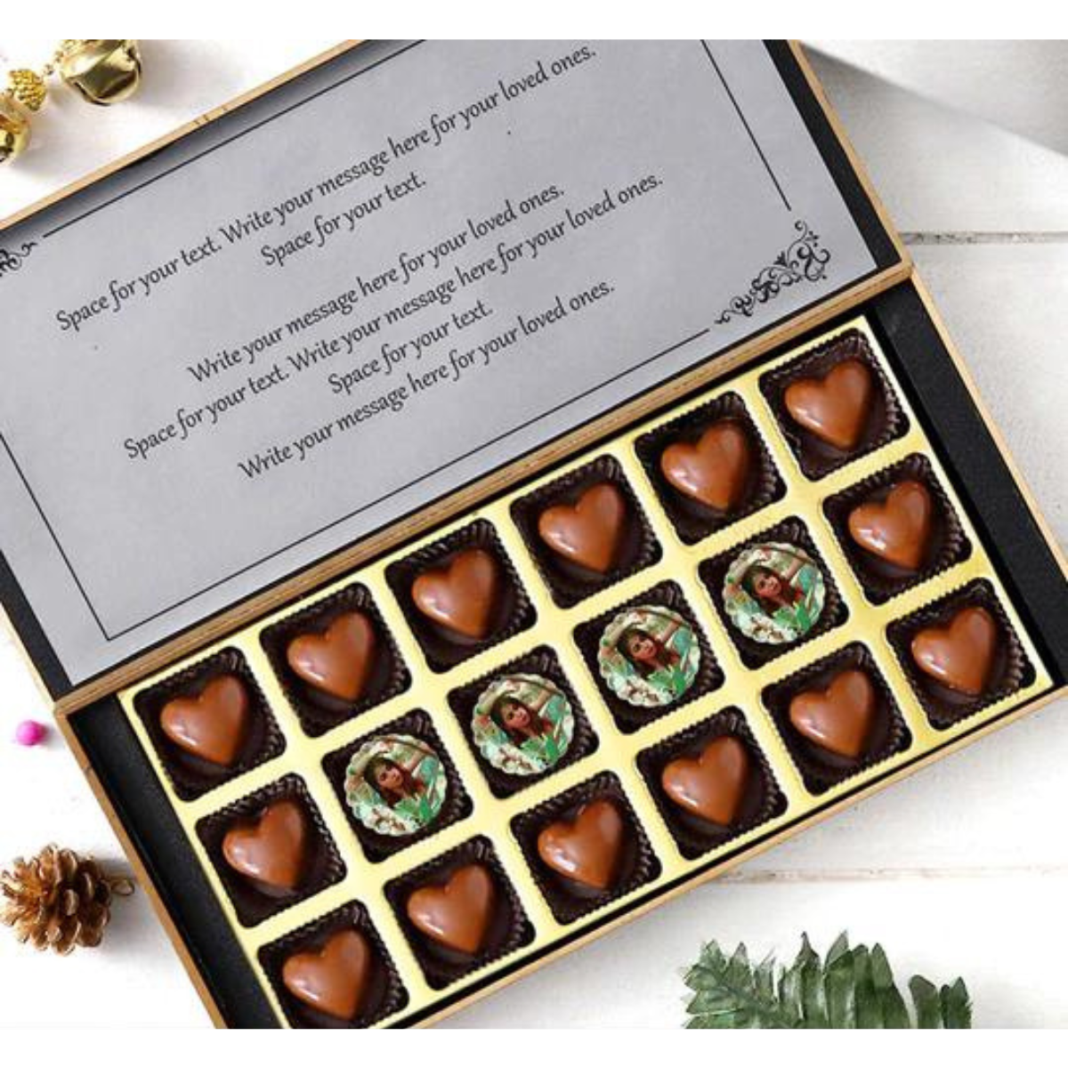 Teddy Day Heart Shape Personalised Photo Chocolate