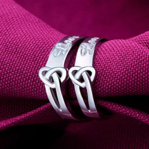 Elegant Heart Cuple Rings in Silver