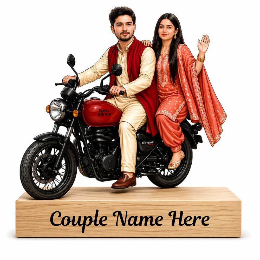 Couple Bike Caricature Standee for Anniversary