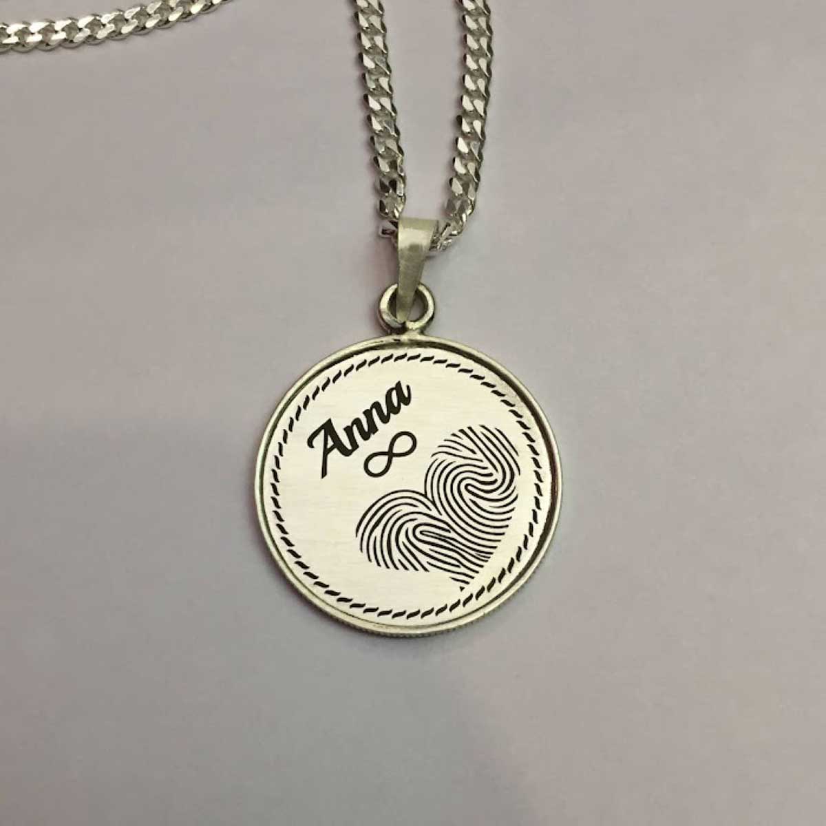 Loving Impression Silver Fingerprint Pendant