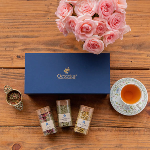 Tea Time Treasure - Wellness Infusions ( 3 Caffeine Free Teas With Brass Strainer )-2