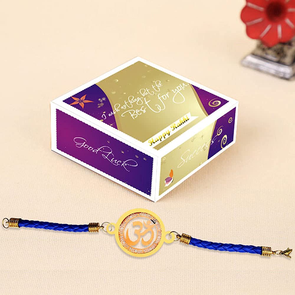 Rakshabandhan Combo of Personalized Wallet and Gold Plated OM Rakhi-4