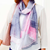 Elegant Pink & Grey Chiffon Stole – Lightweight Dual-Tone Stole