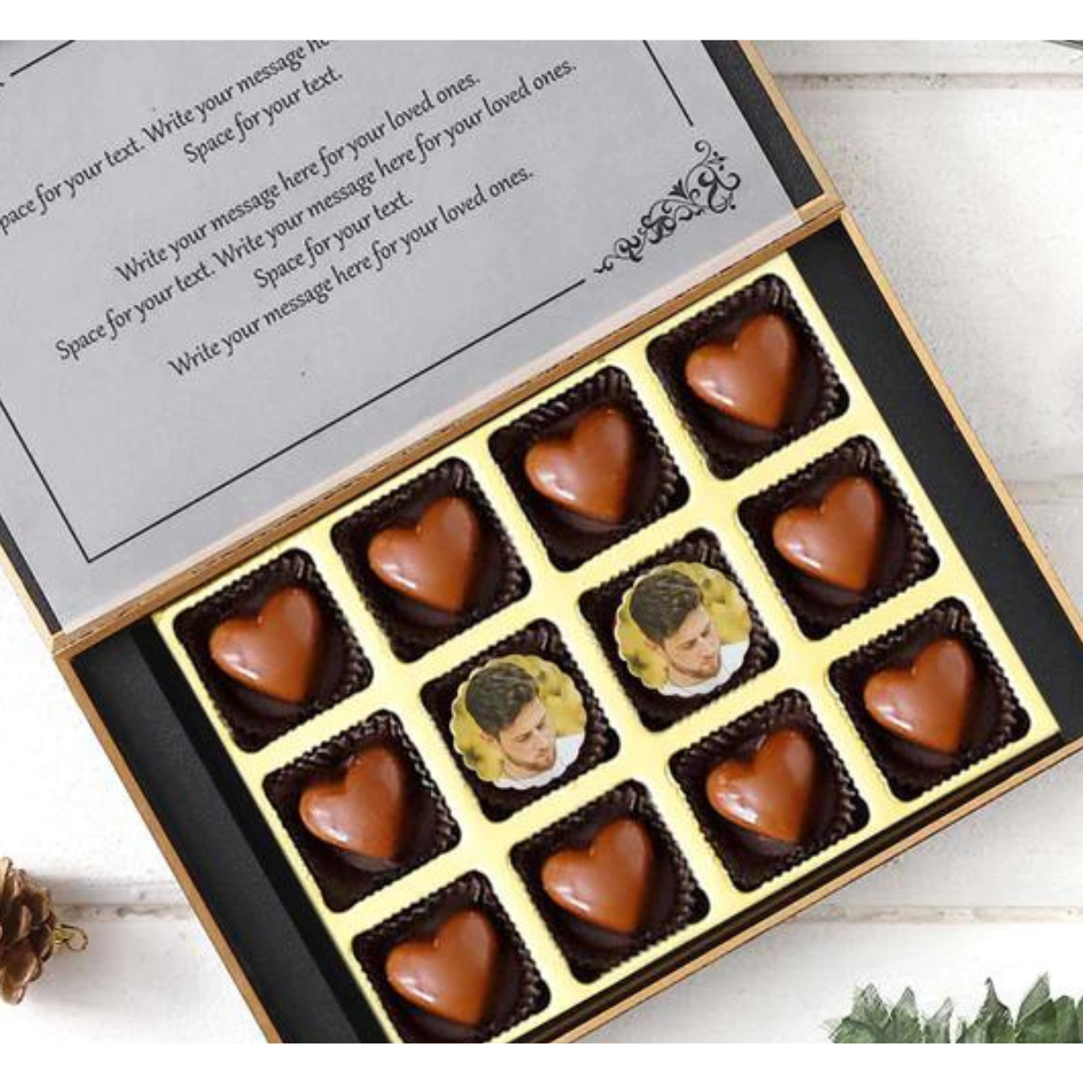 Red Ribbon Greetings Personalised Photo Chocolate