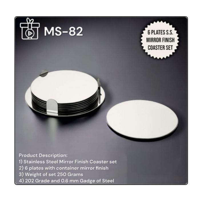 Stainless Steel Mirror Finish 6 pcs Coaster Set (Bulk/Corporate Orders Only)