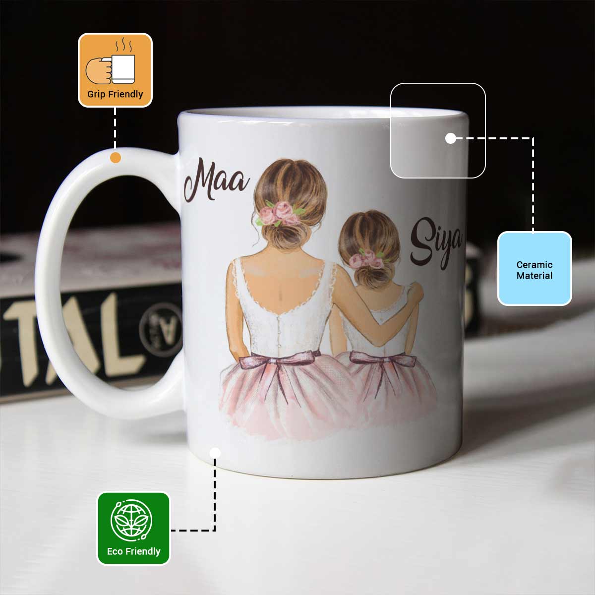 Personalized Love You To The Moon And Back Coffee Mug Gift For Mom 3