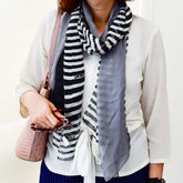 Stylish Black & Grey Chiffon Stole