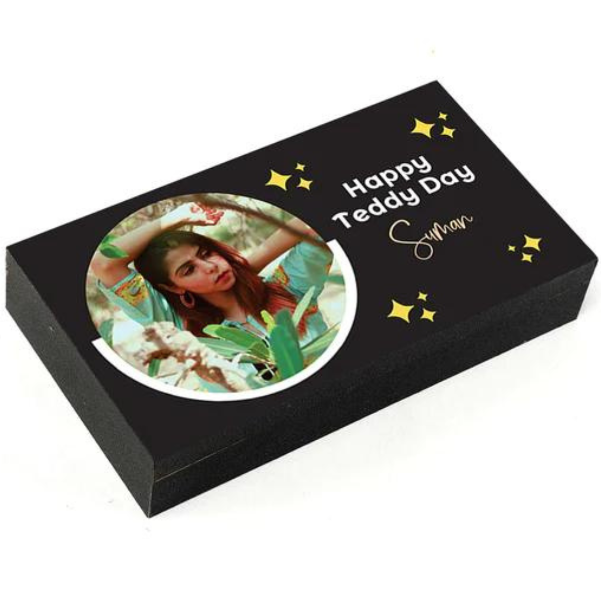 Teddy Day Heart Shape Personalised Photo Chocolate