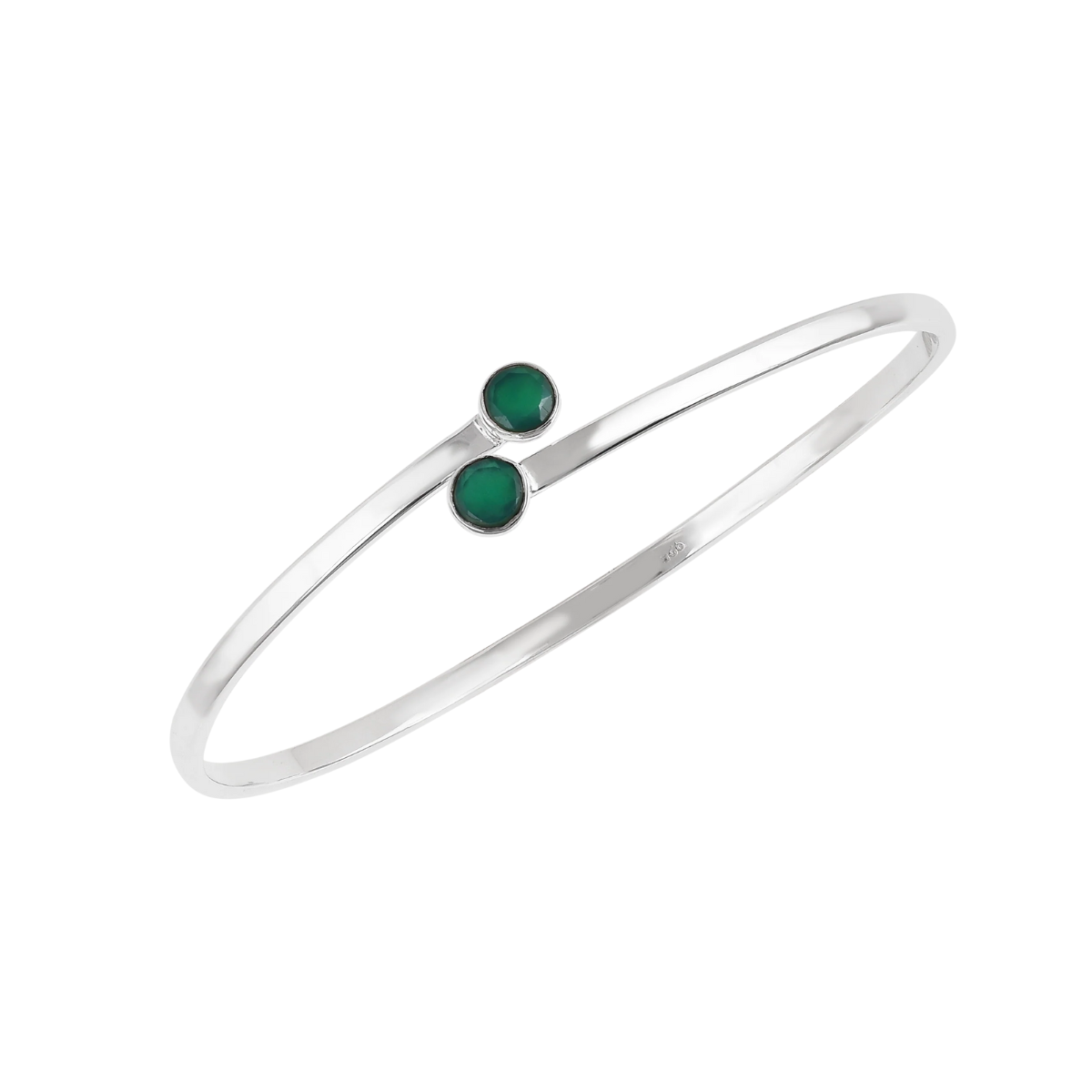 Green Onyx Sterling Silver Bezel Design Bracelet-2