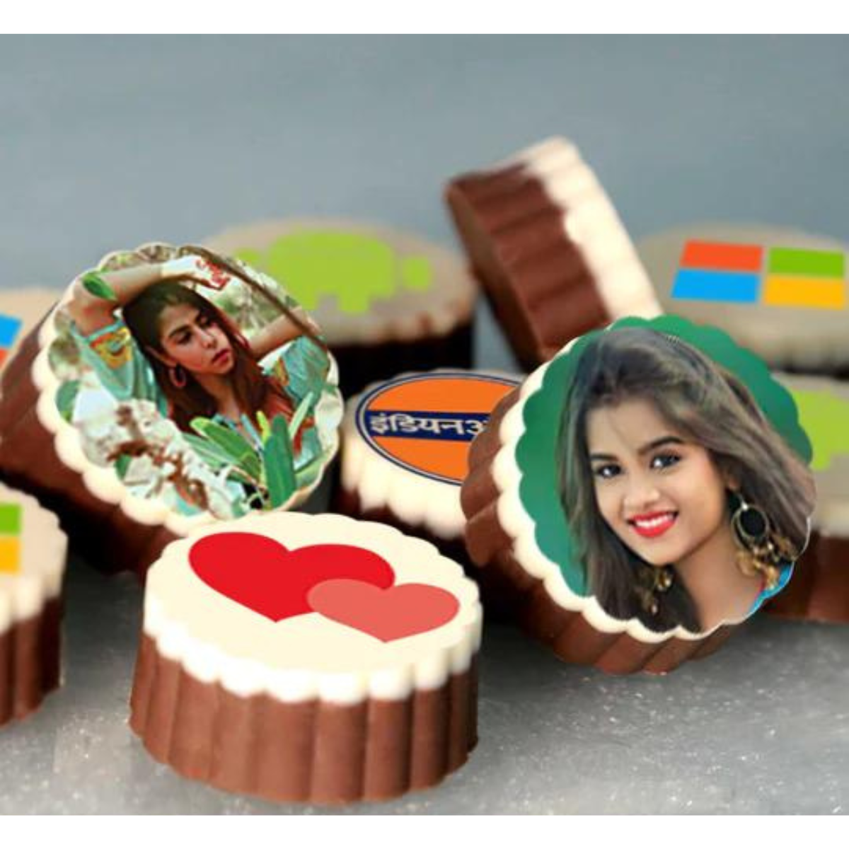 Teddy Day Heart Shape Personalised Photo Chocolate