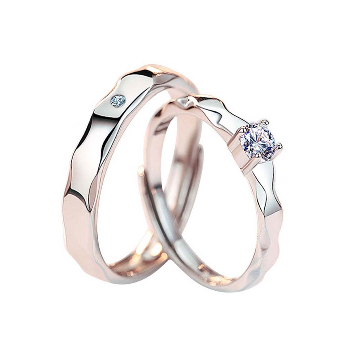 Luminary Loops Adjustable 925 Sterling Silver Couple Rings