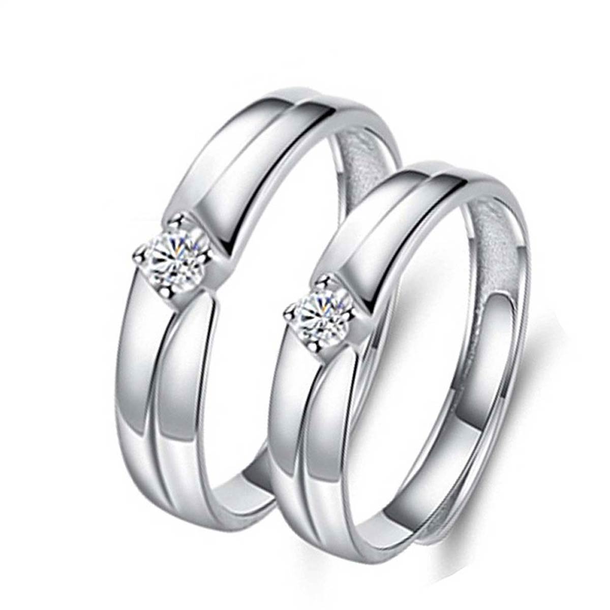 Silver Spills Adjustable 925 Sterling Silver Couple Rings
