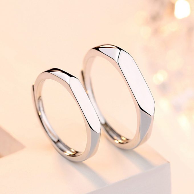 Charismatic Name Engraved Couple Rings in Sterling Silver-5