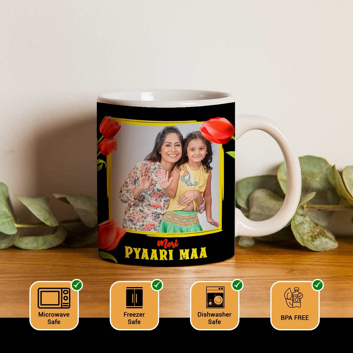 Customized Meri Pyaari Maa Photo Coffee Mug Gift for Mom