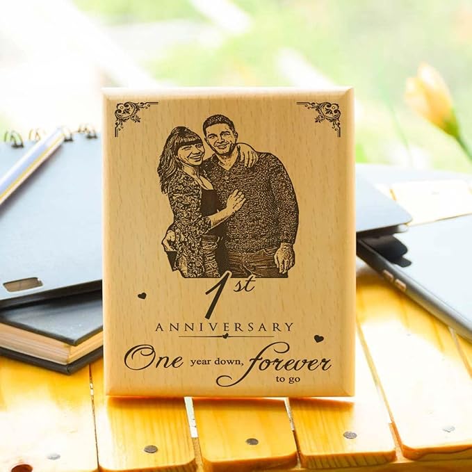Personalized 1st Anniversary Wooden Engraved Plaque