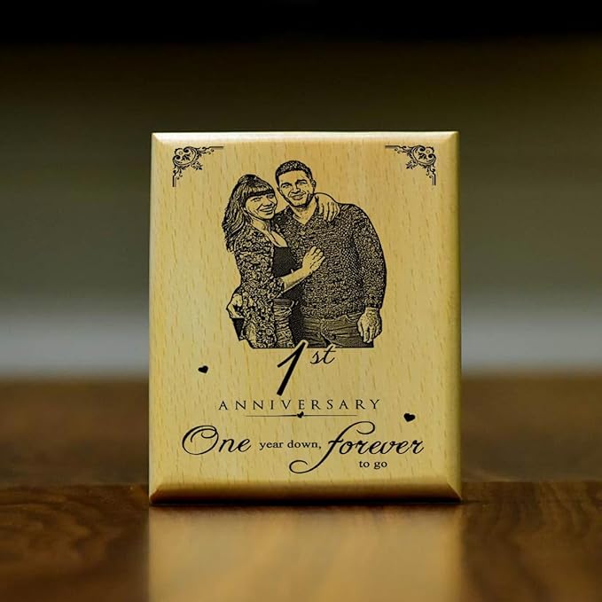 Personalized 1st Anniversary Wooden Engraved Plaque