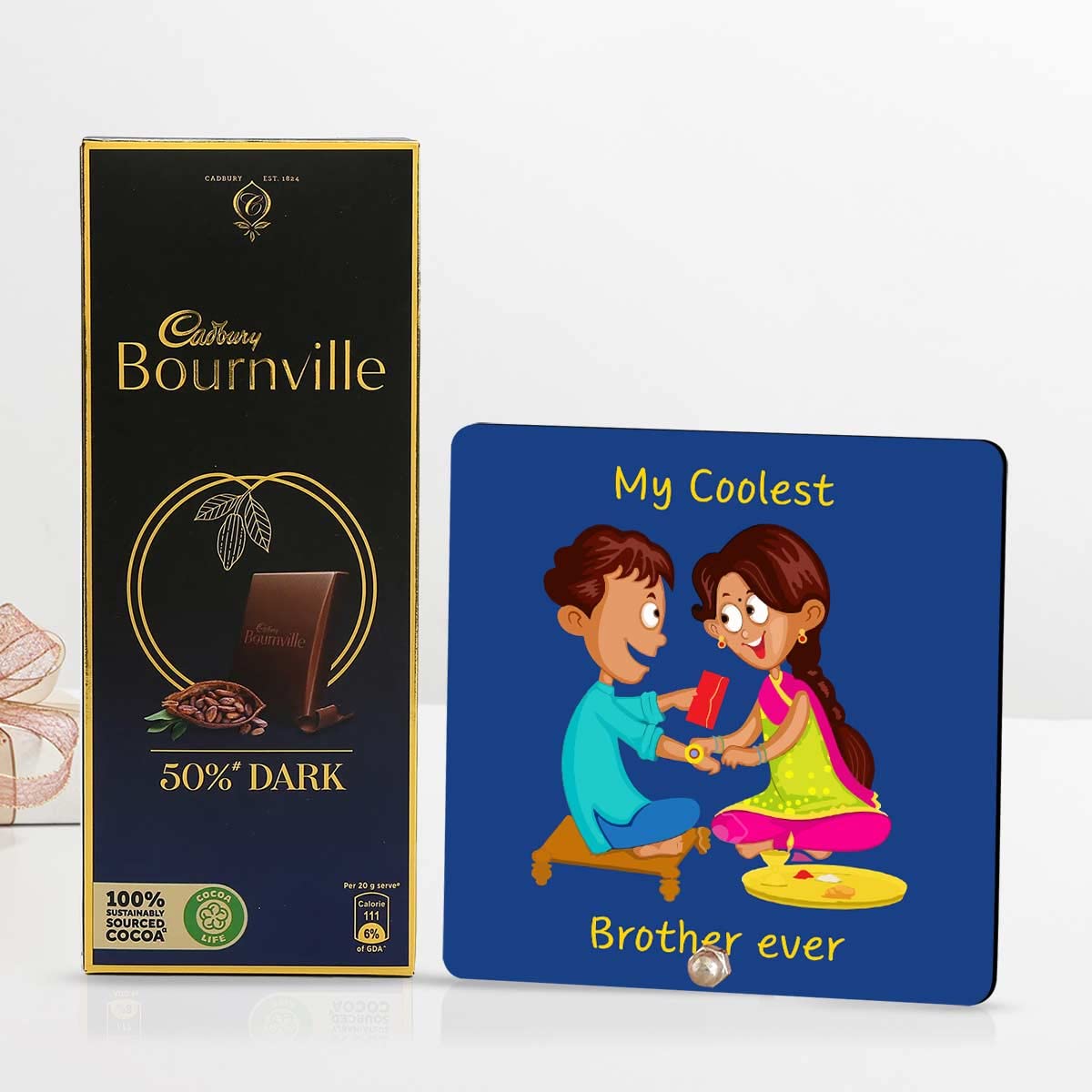 Coolest Brother Ever Keepsake And Choco Rakhi Gift Hamper For Sibling