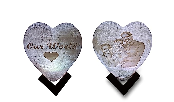 Personalised Touch Sensor 3D Heart Shaped Moon Lamp