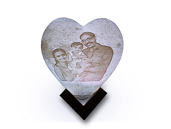 Personalised Touch Sensor 3D Heart Shaped Moon Lamp-4