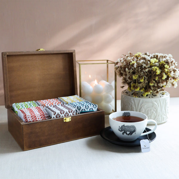 Assortment of Fine Teas - 90 Teabags in Handcrafted Cutwork Wooden Box-2