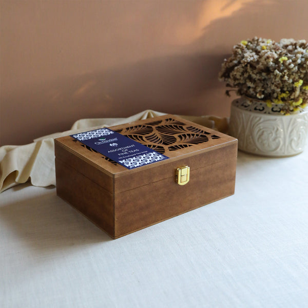 Assortment of Fine Teas - 90 Teabags in Handcrafted Cutwork Wooden Box-5