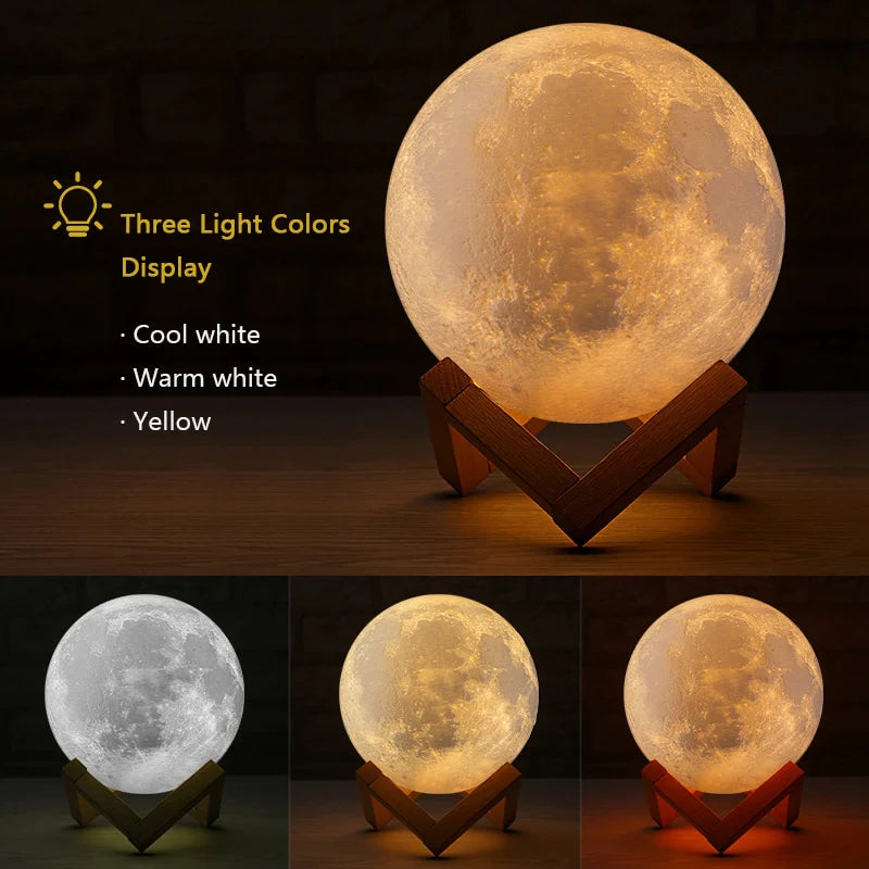 Personalised Touch Sensor 3D Moon Lamp