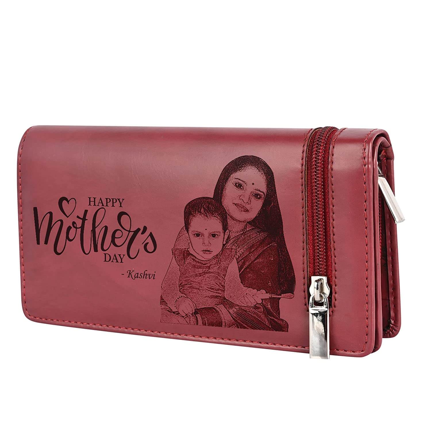 Personalized Vegan Leather Photo Wallet Gift for Mothers Day
