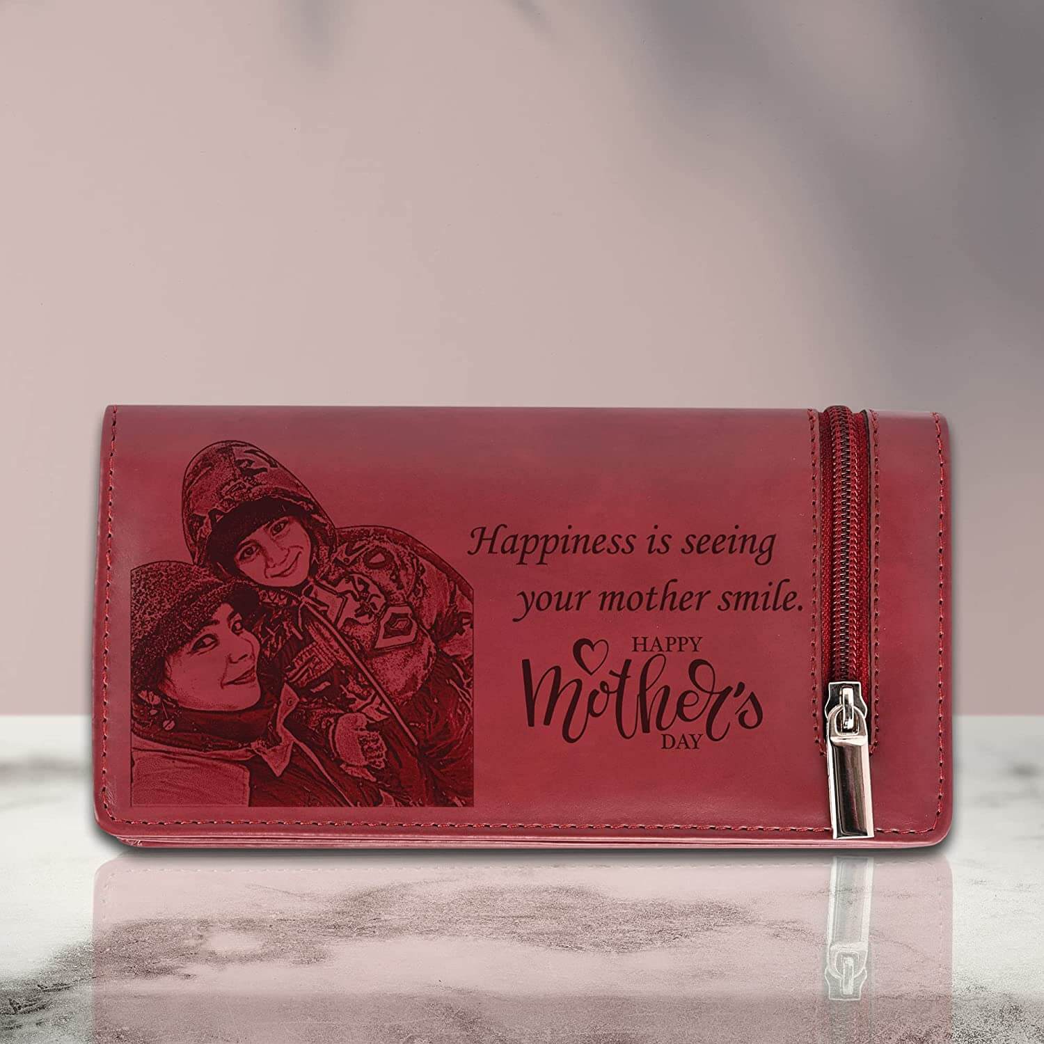 Personalized Vegan Leather Photo Wallet Gift for Mothers Day