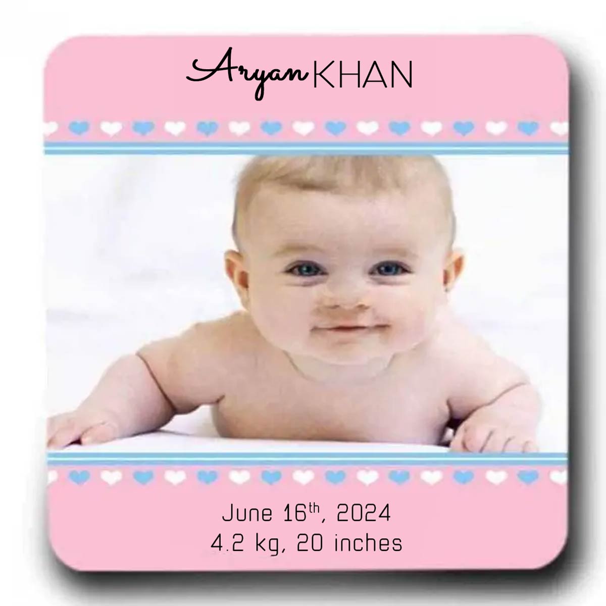 Personalised Baby Announcement Fridge Magnet - 9 x 9 cm-2