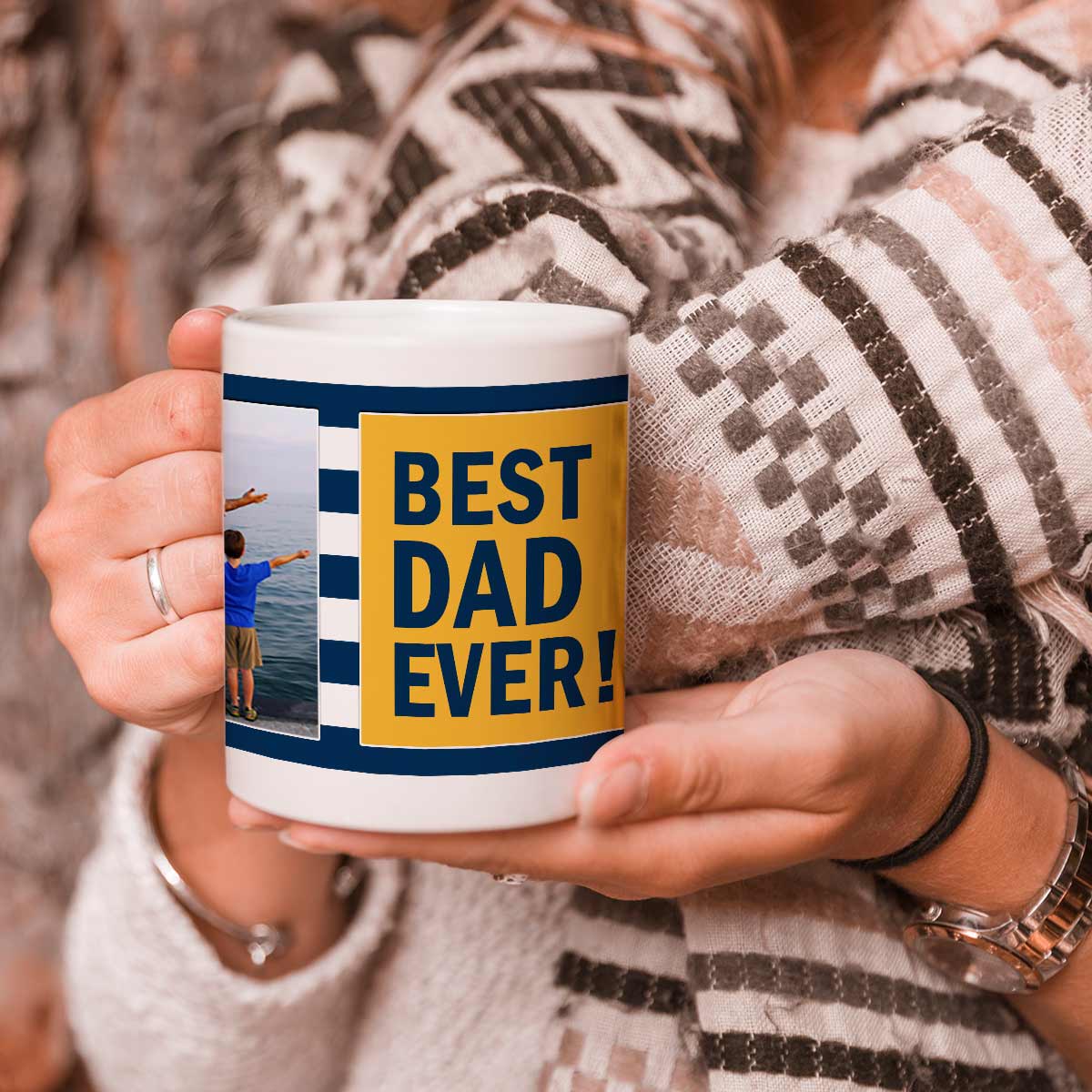 Customized Best Dad Ever Photo Coffee Mug Gift For Father's Day 1