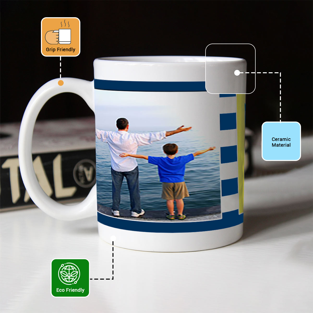 Customized Best Dad Ever Photo Coffee Mug Gift For Father's Day 3