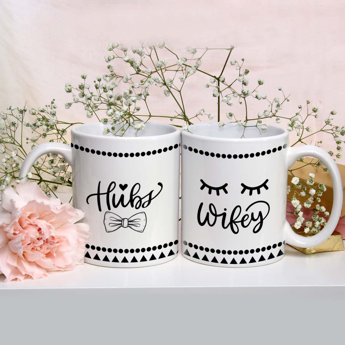 Personalized Hubs & Wifey Couple Coffee Mug Set of 2 for Valentine's Day