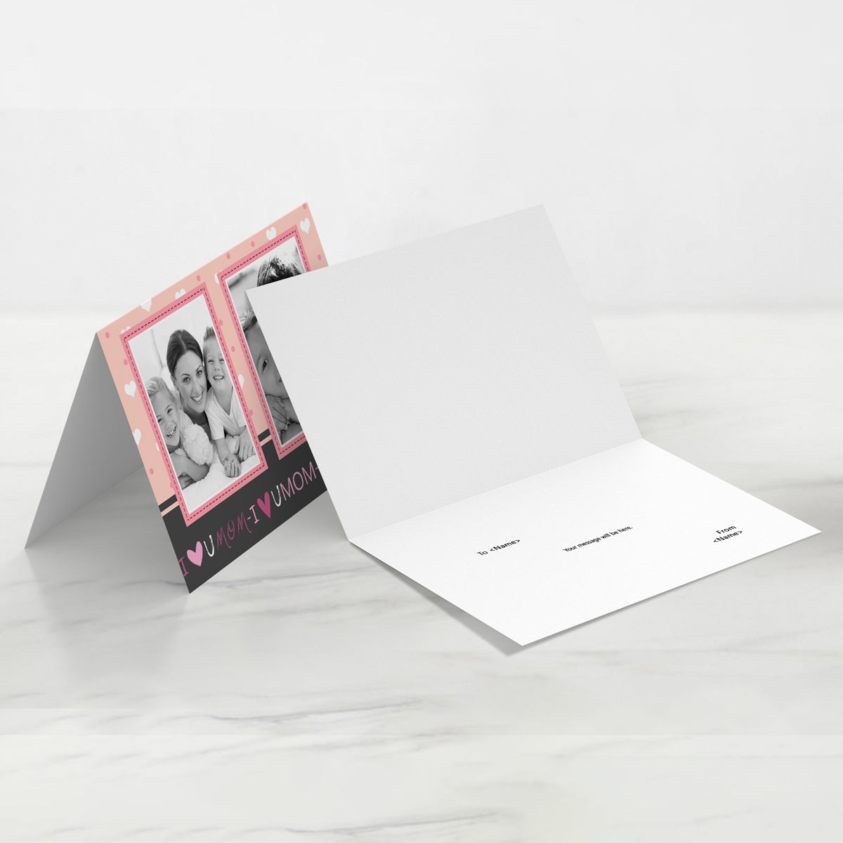 Personalized Love You Mom Hearts Greeting Card Gift For Mother's Day 3