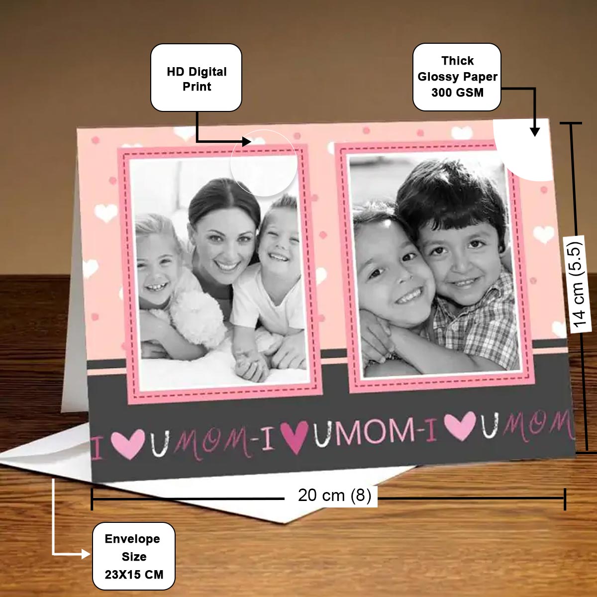 Personalized Love You Mom Hearts Greeting Card Gift For Mother's Day 2