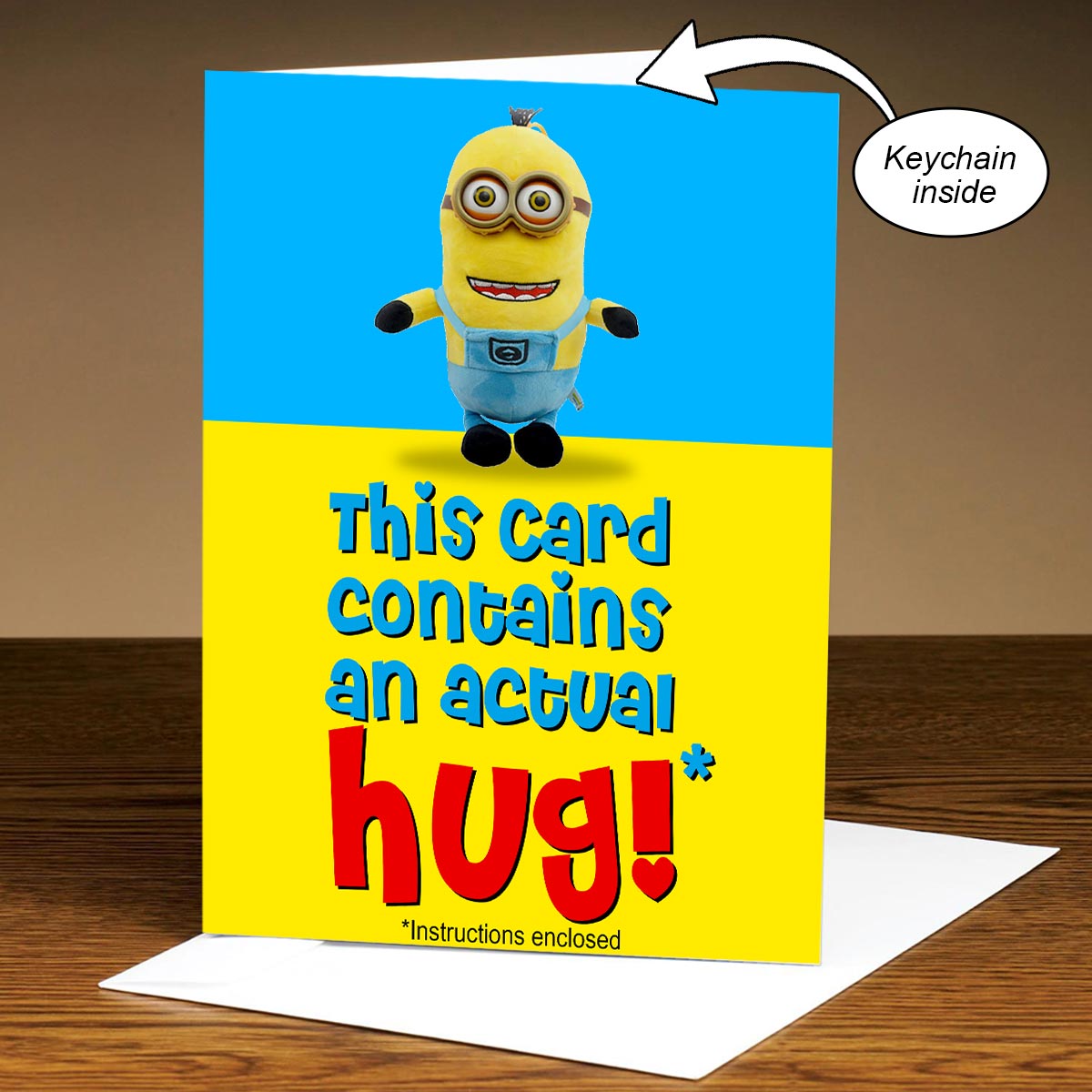 Personalized Hug in a Card – Greeting Card with Heart Keychain