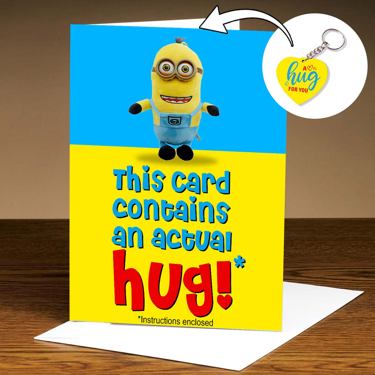 Personalized Hug in a Card – Greeting Card with Heart Keychain