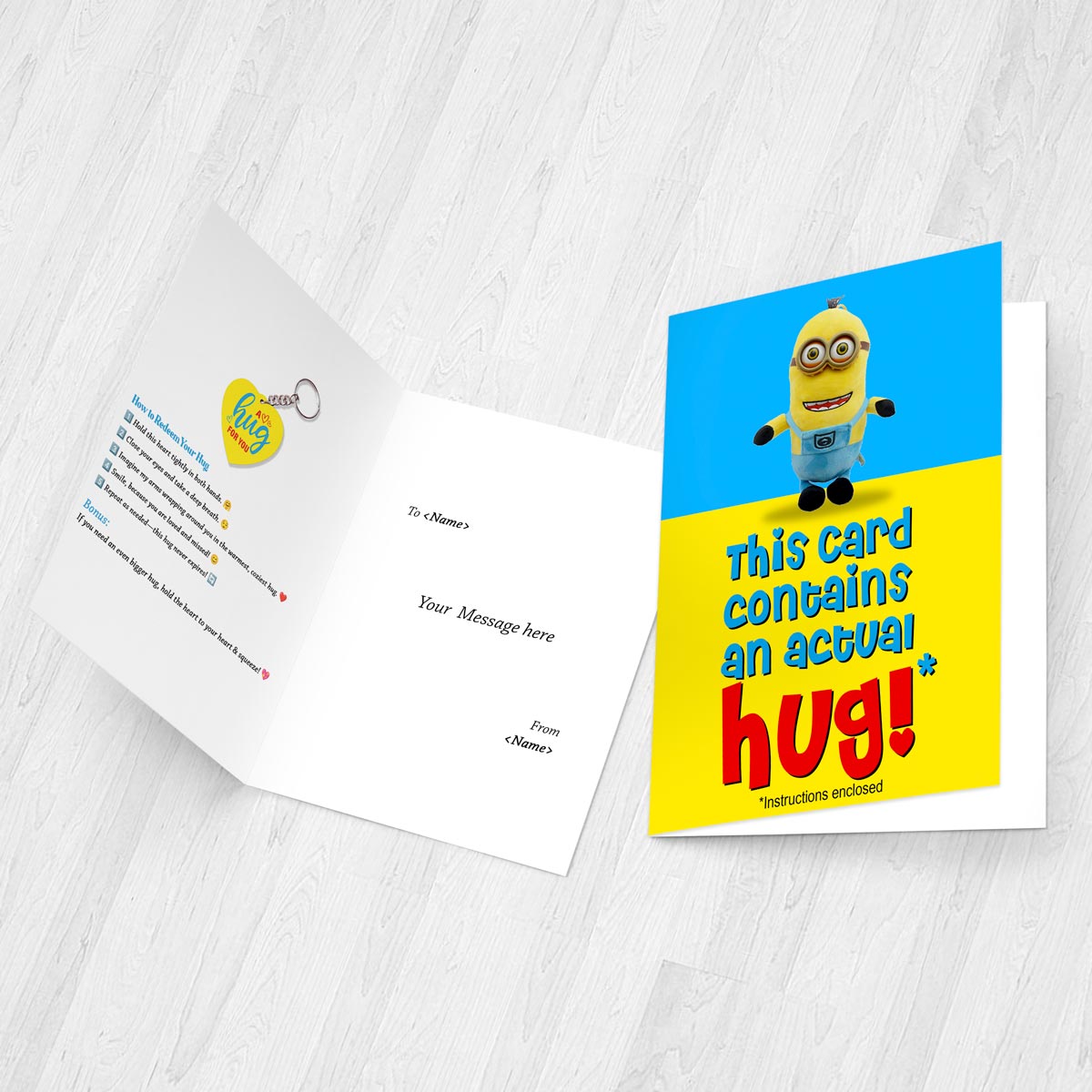 Personalized Hug in a Card – Greeting Card with Heart Keychain