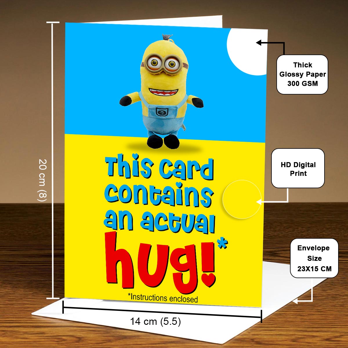 Personalized Hug in a Card – Greeting Card with Heart Keychain